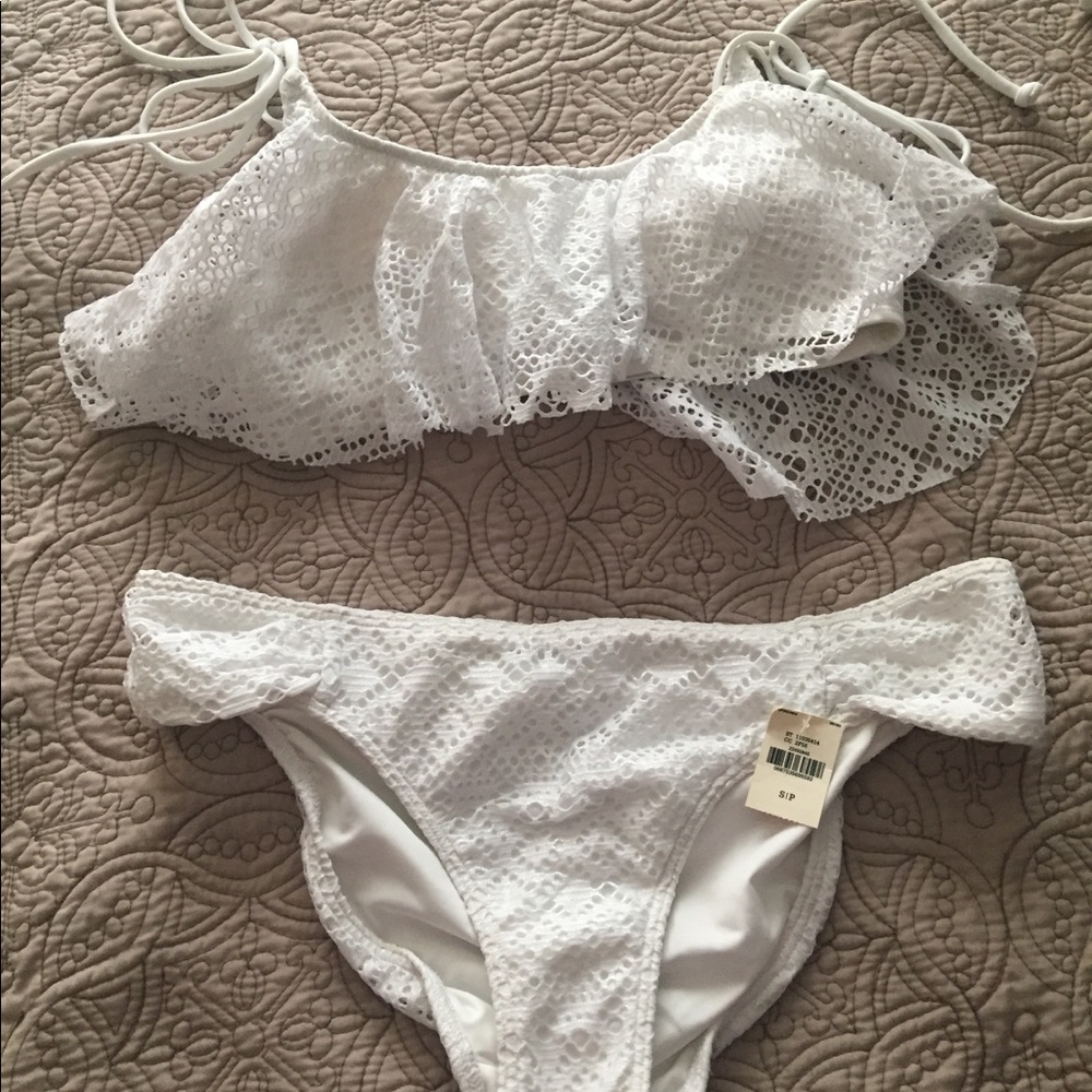 White bikini with flounce top